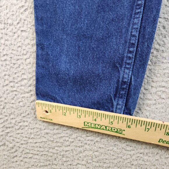 Womens 7/8 Misses Relaxed Fit Jeans Tapered Leg Blue 90's Dark Wash Cotton Denim - Picture 6 of 13